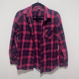 Eddie Bauer Red Burgundy Navy Flannel Size Small